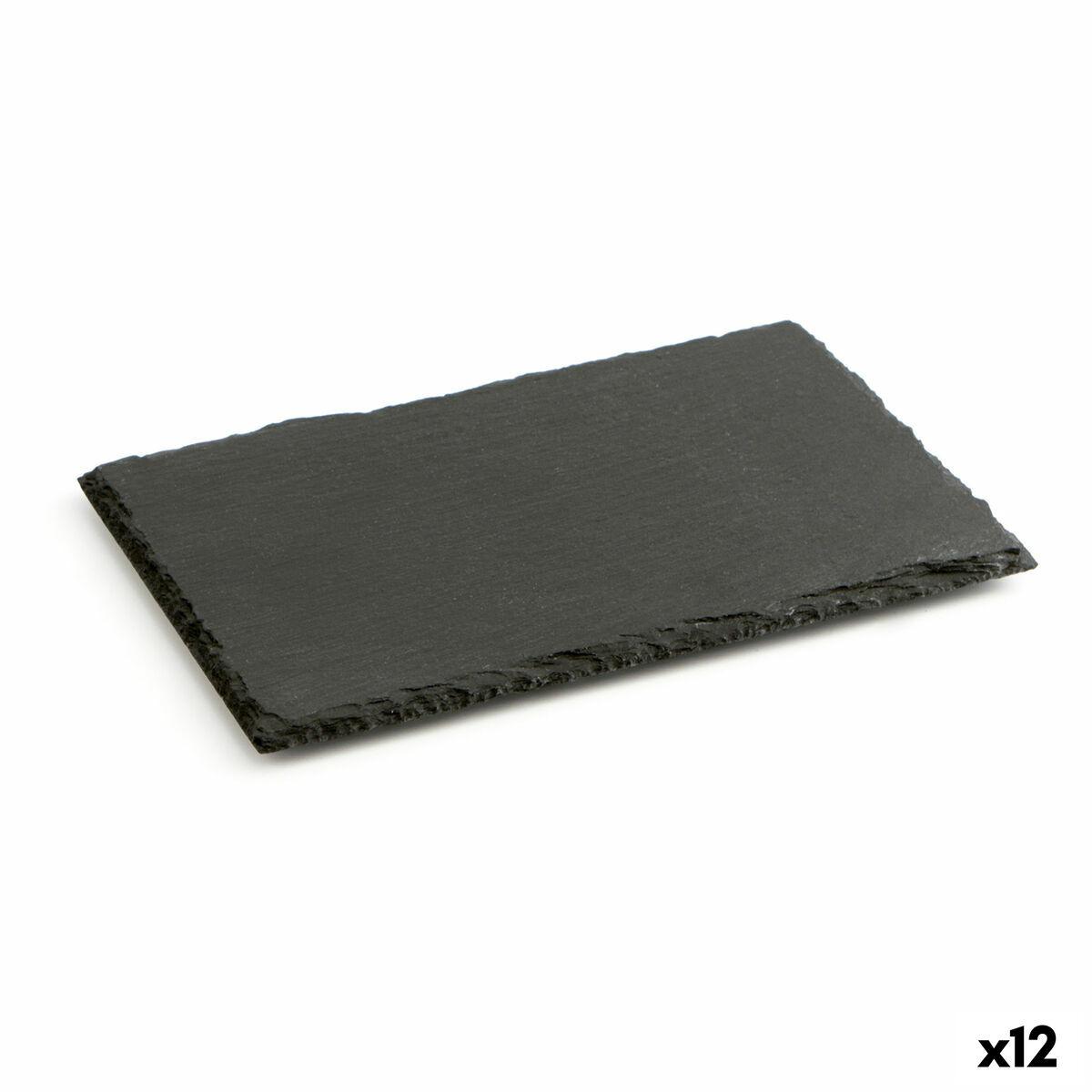 Gastro Fun keramisk serveringsfad med skifereffekt, sort 20 × 13 cm (12 stk.)