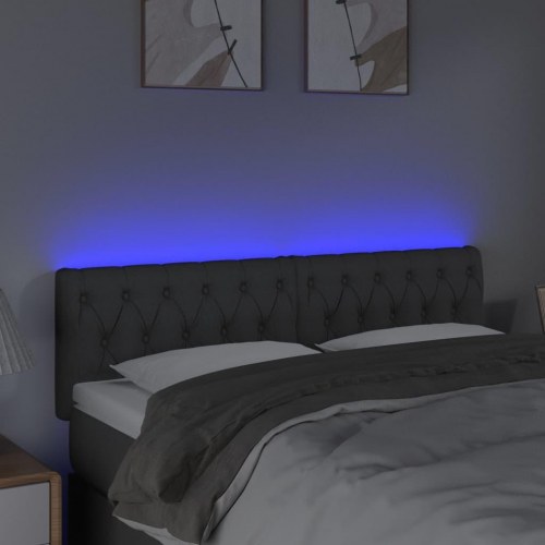 Sengegavl med LED-lys 160 x 7 x 78/88 cm - mørkegrå