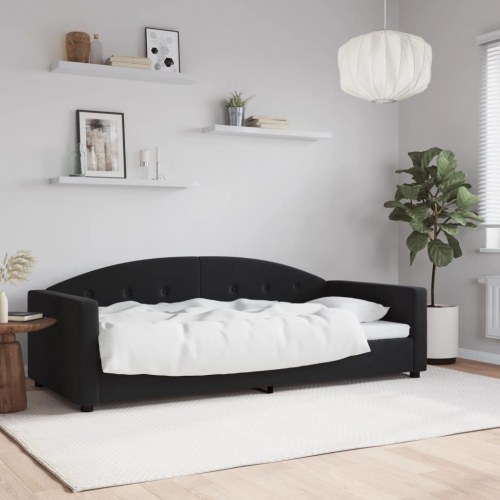 Daybed 90x200 cm i velour - sort sovesofa/sengeramme