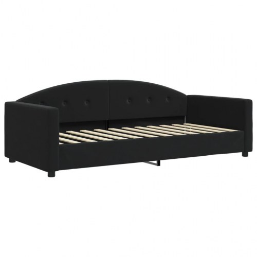 Daybed 90x200 cm i velour - sort sovesofa/sengeramme