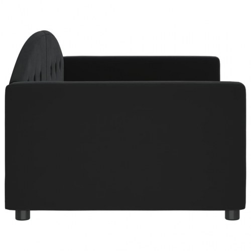 Daybed 90x200 cm i velour - sort sovesofa/sengeramme