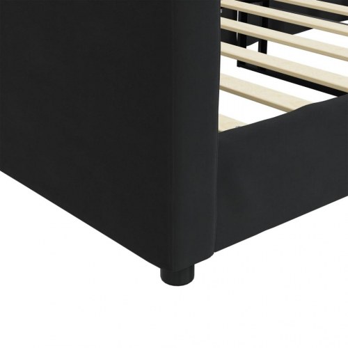 Daybed 90x200 cm i velour - sort sovesofa/sengeramme
