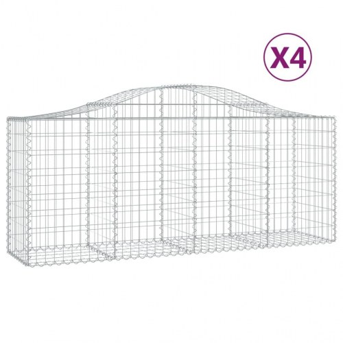 Buede gabionkurve - 4 stk. 200×50×80/100 cm i galvaniseret jern