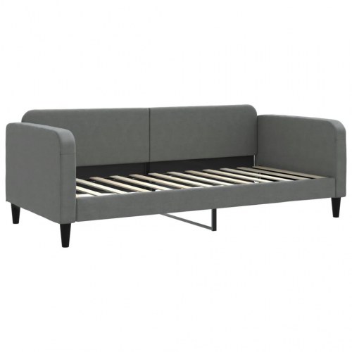 Daybed 90x200 cm i stof - mørkegrå sengeramme med lameller