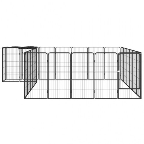 26-panels hundegård 50×100 cm - pulverlakeret stål, sort
