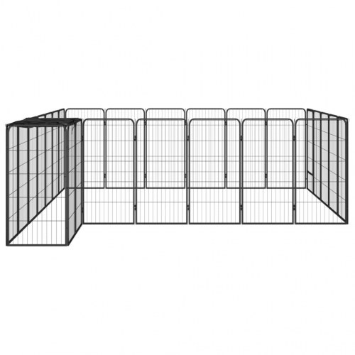 26-panels hundegård 50×100 cm - pulverlakeret stål, sort
