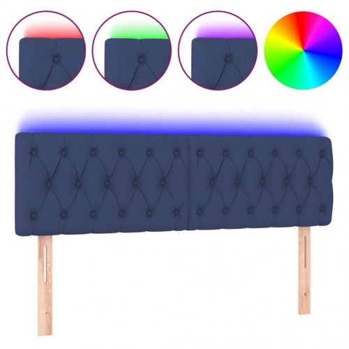 Sengegavl med LED-lys 160 x 7 x 78/88 cm - blå
