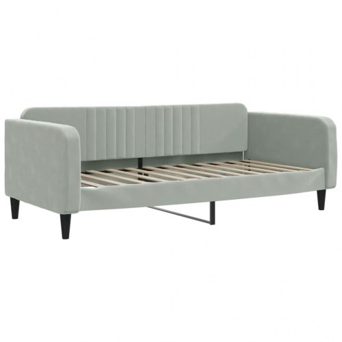 Daybed 100x200 cm i velour - lysegrå sovesofa