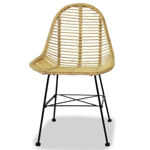 Spisebordsstole i naturligt rattan - 4 stk. med sorte ben