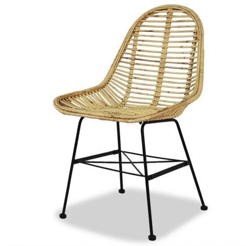 Spisebordsstole i naturligt rattan - 4 stk. med sorte ben