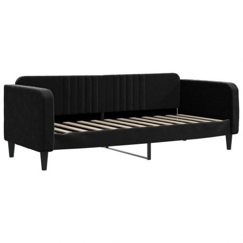 Daybed 80×200 cm i velour - sort sovesofa til gæsteværelse og stue