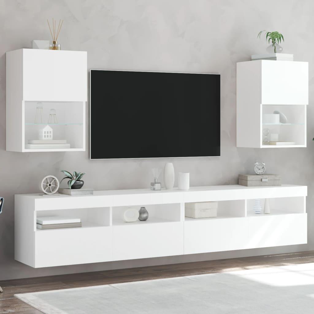 Tv-borde med LED-lys 2 stk. 40,5x30x60 cm hvid
