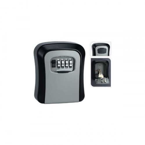 Sikkerhedsboks til nøgler - vægmontering, 4-cifret kode, sølvfarvet