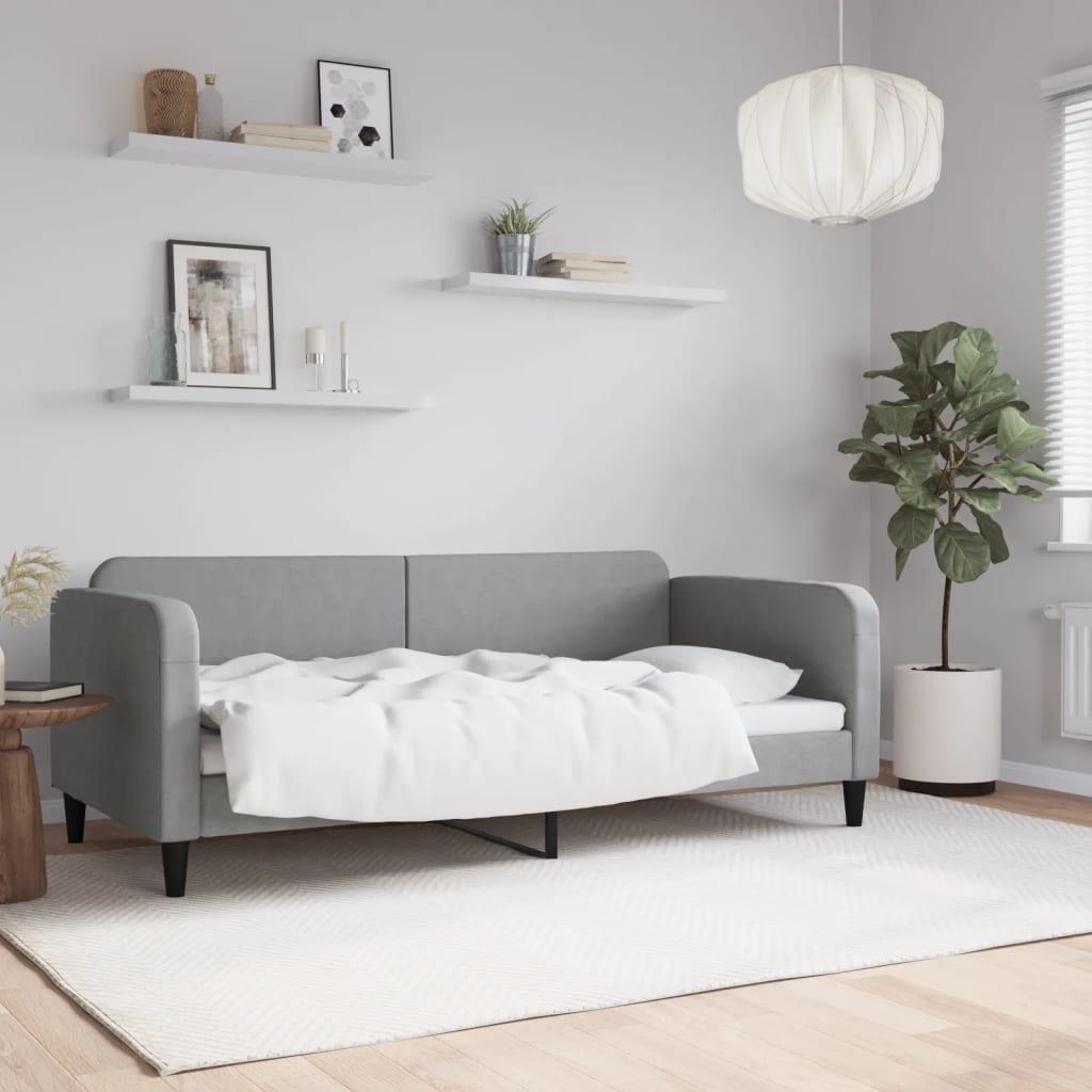 daybed 90x190 cm stof lysegrå