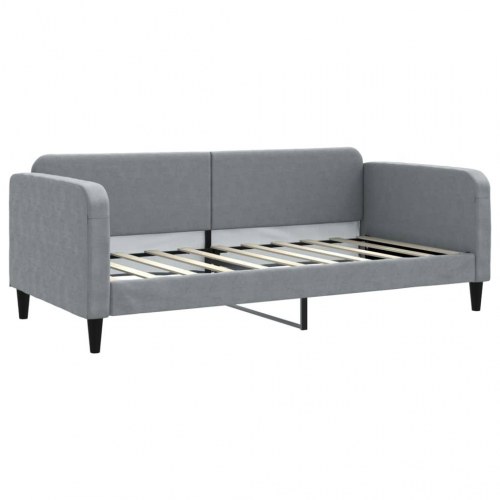 Daybed 90 x 190 cm i stof - lysegrå sovesofa med armlæn