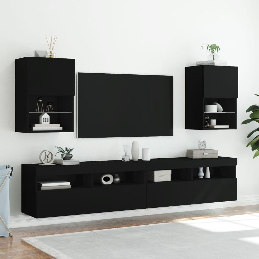 4 Tv Borde Med Led Lys 2 Stk. 40 5x30x60 Cm Sort