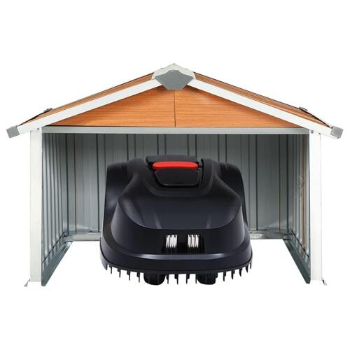 Garage til robotplæneklipper 92x97x63 cm galvaniseret stål brun