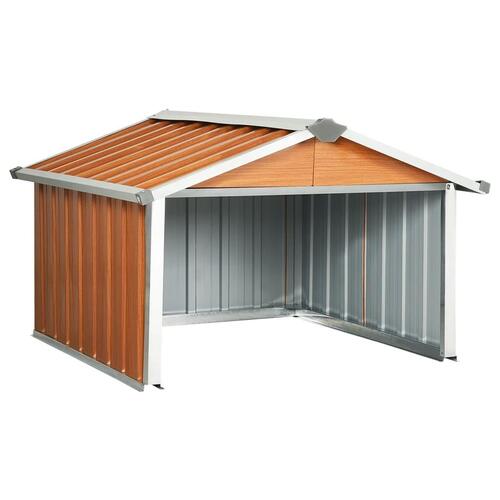 Garage til robotplæneklipper 92x97x63 cm galvaniseret stål brun