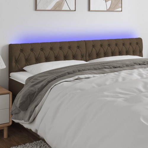 Sengegavl med LED-lys 180 x 7 x 78/88 cm - mørkebrun