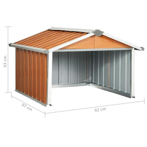Garage til robotplæneklipper 92x97x63 cm galvaniseret stål brun
