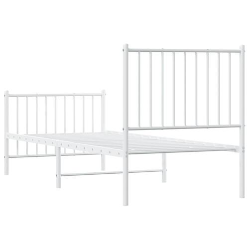 Sengeramme med sengegavl og fodgærde 80x200 cm metal hvid