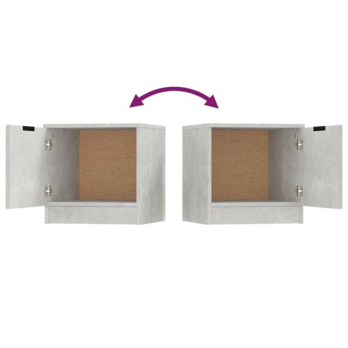 Sengeborde 2 stk. - 40×39×40 cm i betongrå, natborde med låge