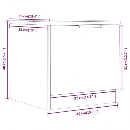 Sengeborde 2 stk. - 40×39×40 cm i betongrå, natborde med låge