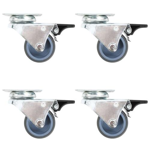 Drejelige tvillingehjul med dobbelte bremser 4 stk. 50 mm