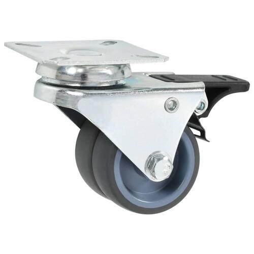 Drejelige tvillingehjul med dobbelte bremser 4 stk. 50 mm