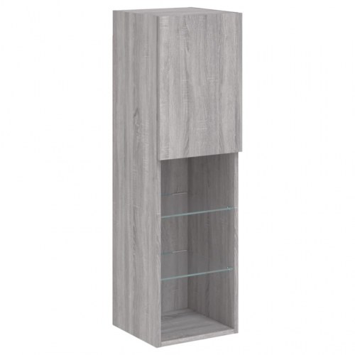 Tv-borde 2 stk. med LED-lys - 30,5 × 30 × 102 cm, grå sonoma-eg
