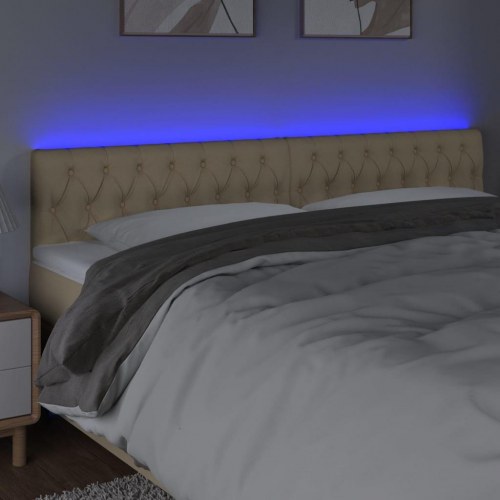 Sengegavl med LED-lys 180 x 7 x 78/88 cm - cremefarvet