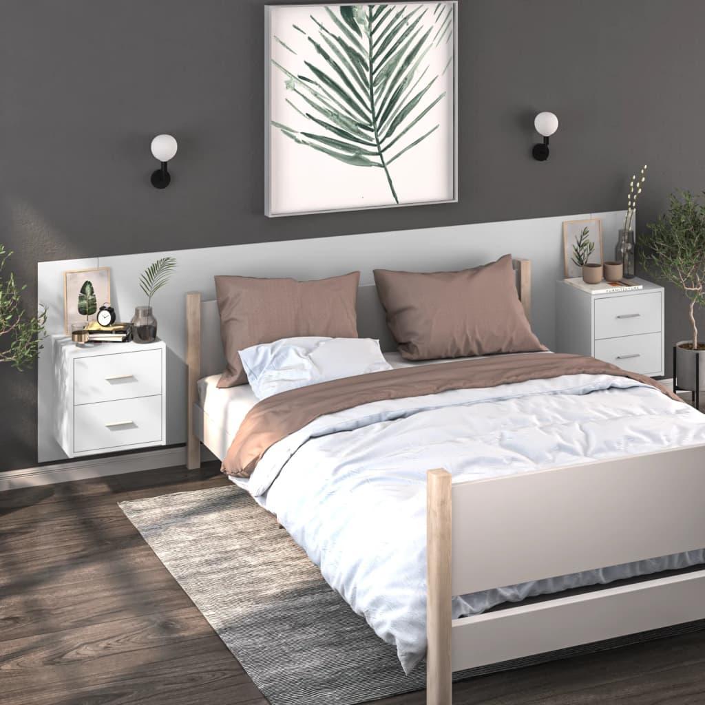 Væghængte sengeborde 2 stk. hvid