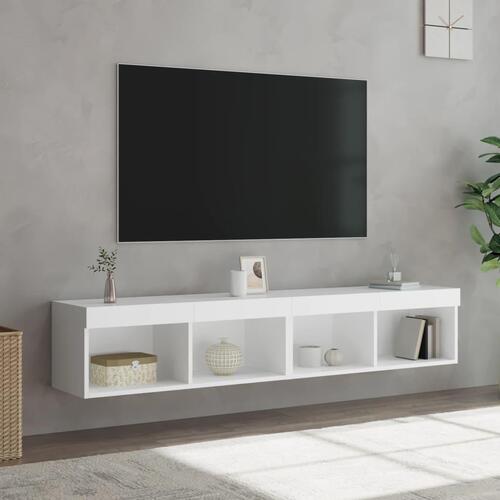Tv-borde 2 stk. med LED-lys 80x30x30 cm hvid