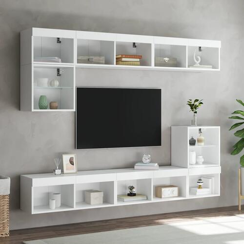Tv-borde 2 stk. med LED-lys 80x30x30 cm hvid