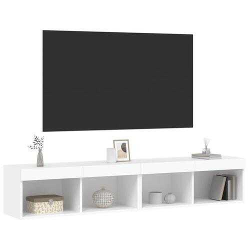 Tv-borde 2 stk. med LED-lys 80x30x30 cm hvid