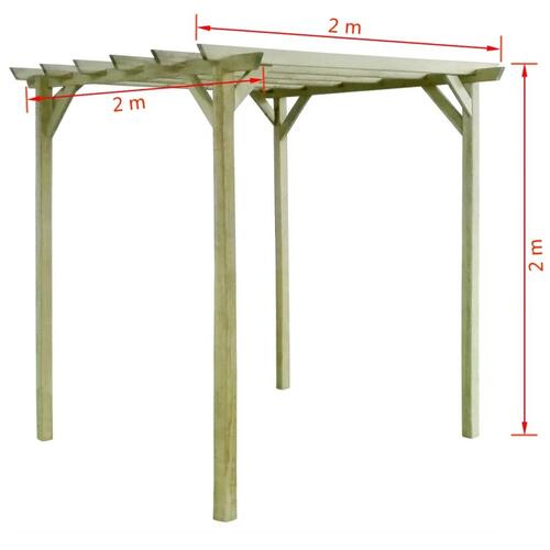 Have-pergola 2x2x2 m imprægneret fyrretræ