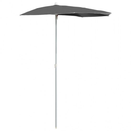 Halv parasol 180×90 cm - antracitgrå haveparasol med stang