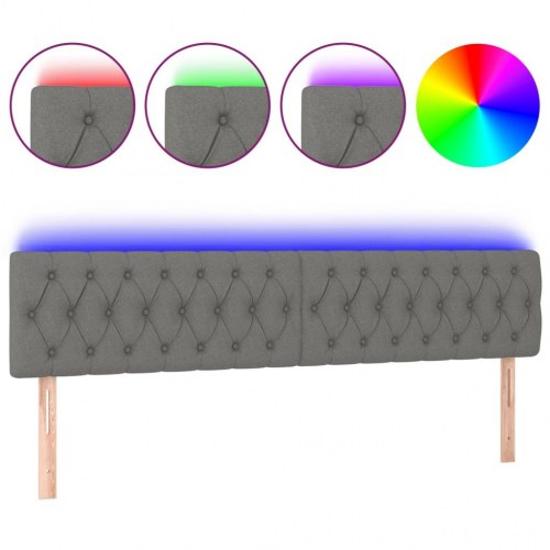 Sengegavl med LED-lys 200 x 7 x 78/88 cm - mørkegrå