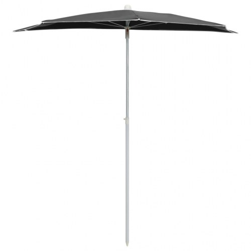 Halv parasol 180×90 cm - antracitgrå haveparasol med stang