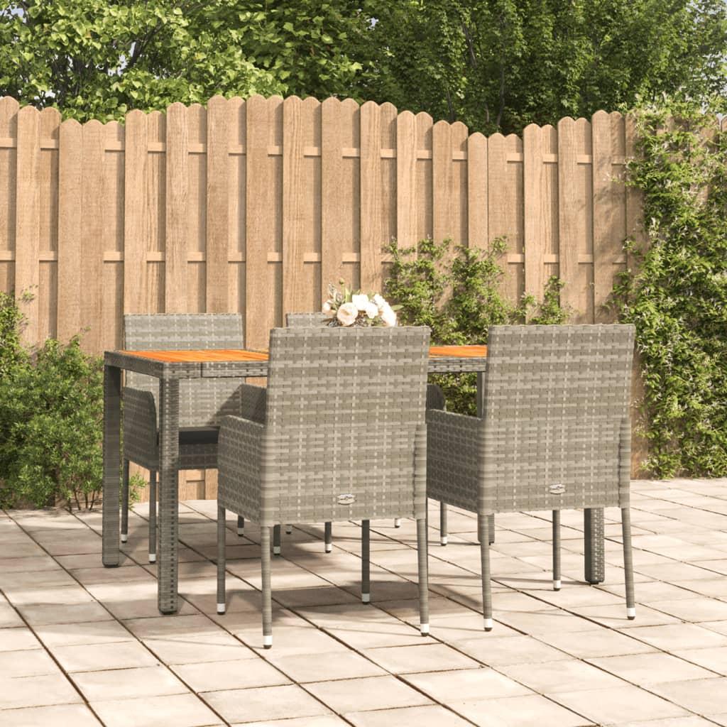 Spisebordssæt Til Haven 3 Dele Med Hynder Polyrattan - 4 / Grå / 150 cm bordlængde