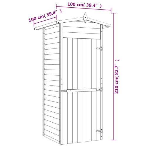Opbevaringsskur til haven i imprægneret fyrretræ 100 x 100 x 210 cm