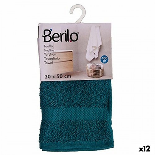 Berilo gæstehåndklæde - blå, 30 x 50 cm, 80 % bomuld (12-pak)