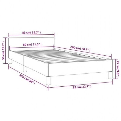 Sengeramme med hovedgærde - blå stof 80×200 cm