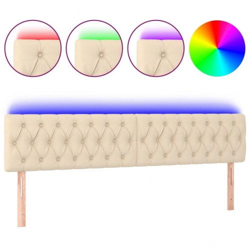 Sengegavl med LED-lys 200 x 7 x 78/88 cm - cremefarvet