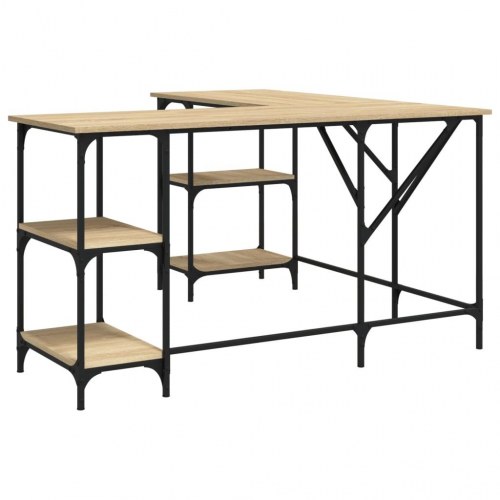 L-formet hjørneskrivebord 139×139×75 cm - konstrueret træ i sonoma-eg