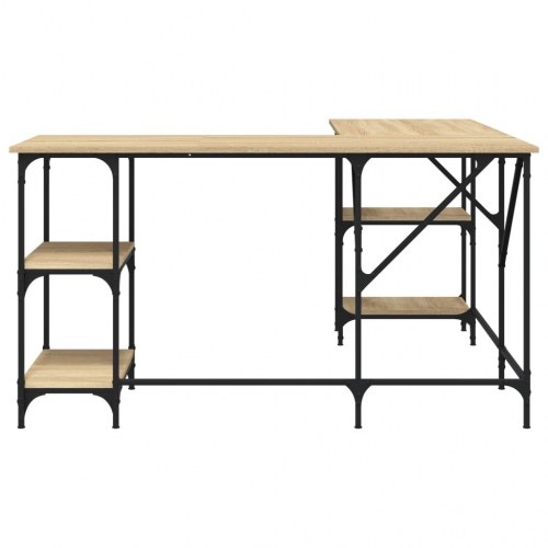 L-formet hjørneskrivebord 139×139×75 cm - konstrueret træ i sonoma-eg