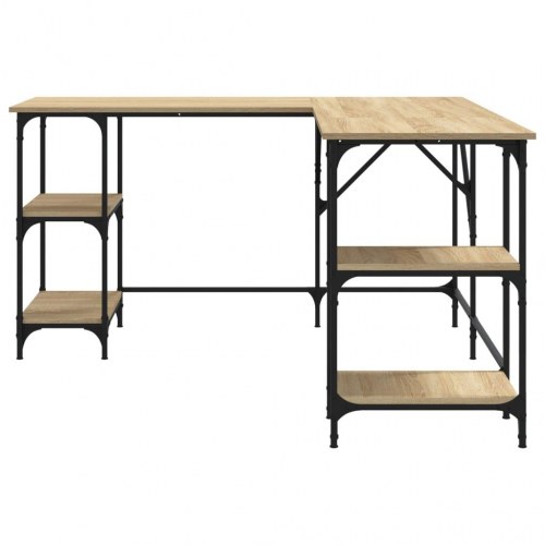 L-formet hjørneskrivebord 139×139×75 cm - konstrueret træ i sonoma-eg