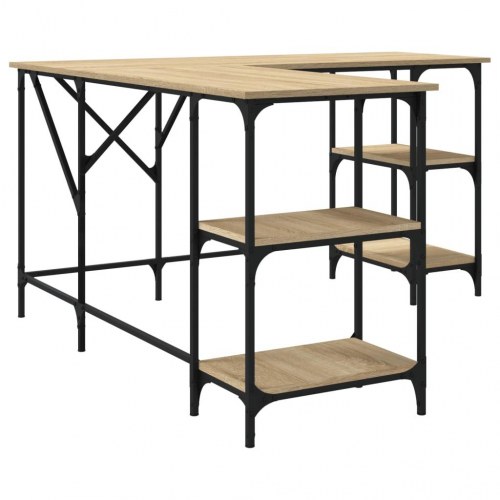 L-formet hjørneskrivebord 139×139×75 cm - konstrueret træ i sonoma-eg