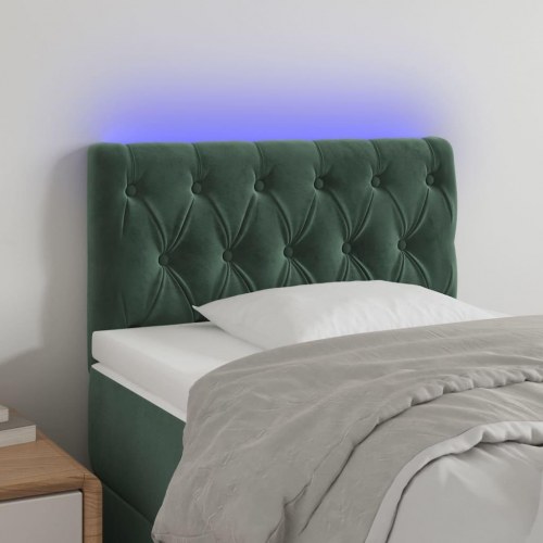 Sengegavl med LED-lys 80 x 7 x 78/88 cm - mørkegrøn