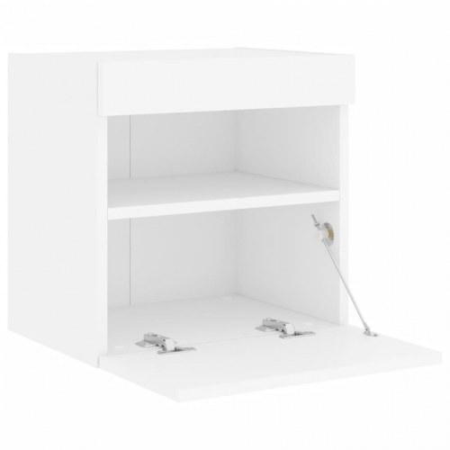 Væghængte tv-borde med LED-lys - 2 stk., 40×30×40 cm, hvid